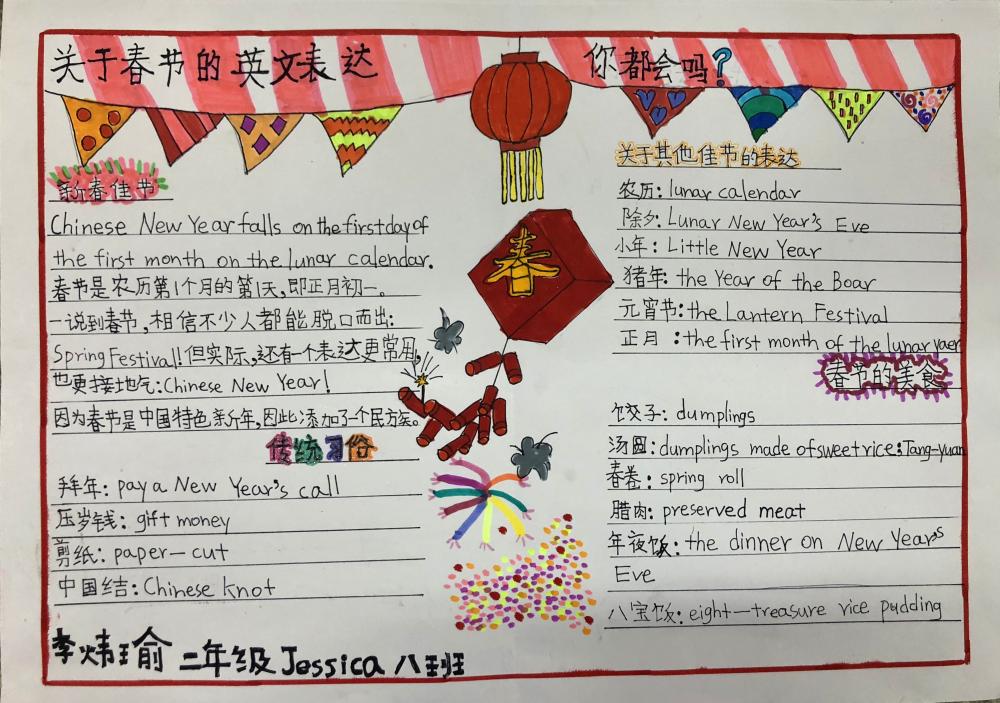  二年八班李炜瑜关于春节的英文表达