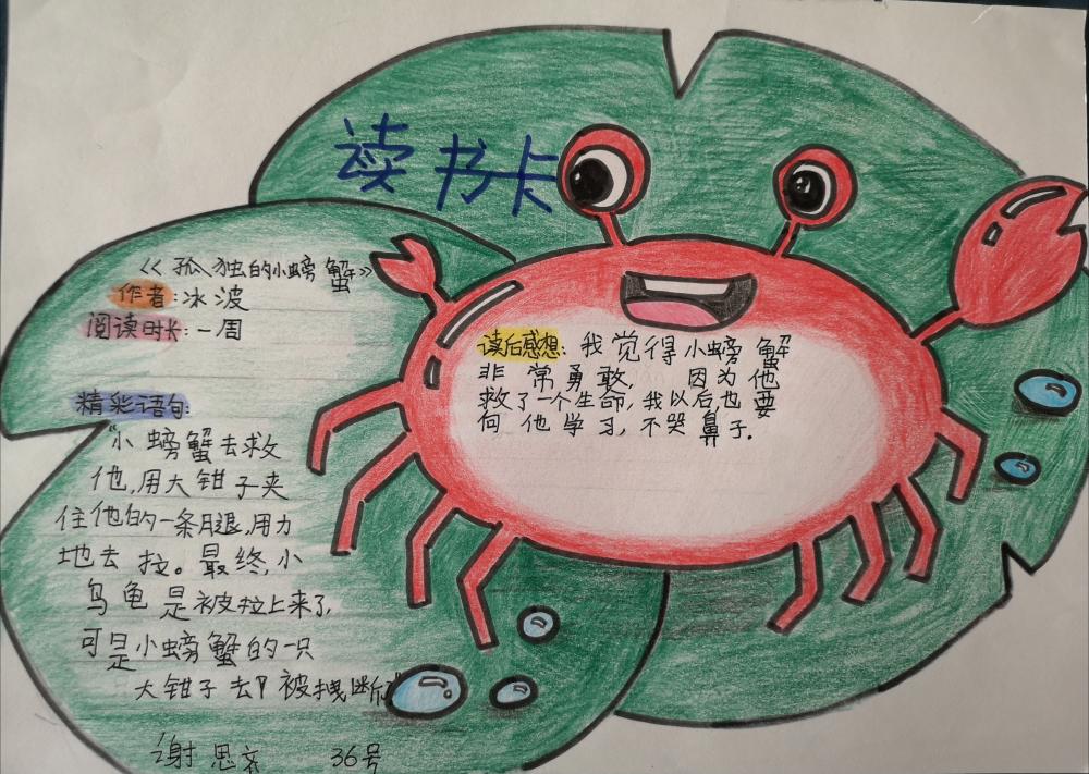 《孤独的小螃蟹》读书推荐卡 